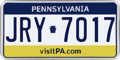 PA license plate JRY7017