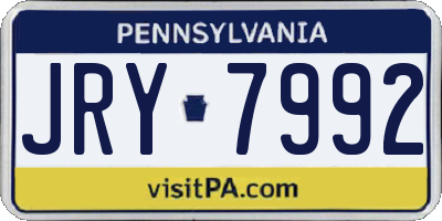 PA license plate JRY7992