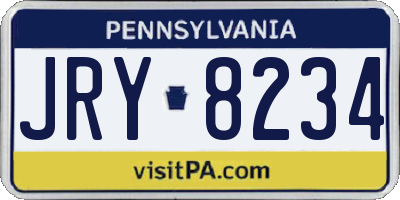 PA license plate JRY8234