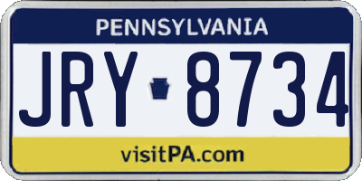PA license plate JRY8734