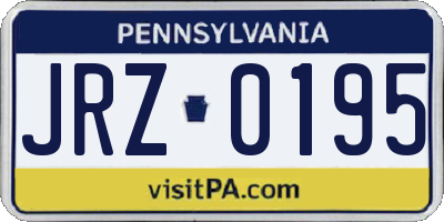 PA license plate JRZ0195