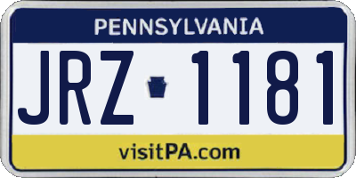 PA license plate JRZ1181