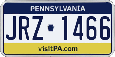 PA license plate JRZ1466