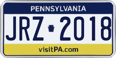PA license plate JRZ2018