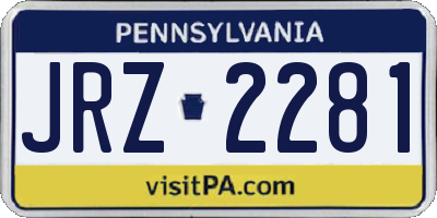 PA license plate JRZ2281