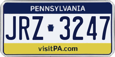 PA license plate JRZ3247
