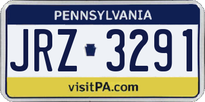 PA license plate JRZ3291