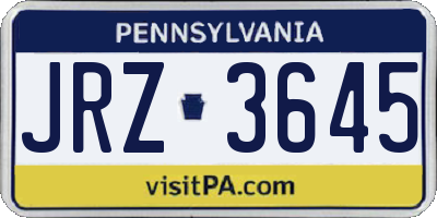 PA license plate JRZ3645