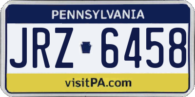 PA license plate JRZ6458