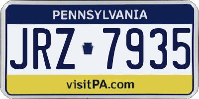 PA license plate JRZ7935