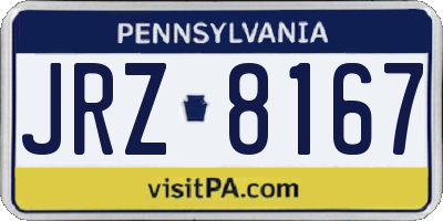 PA license plate JRZ8167
