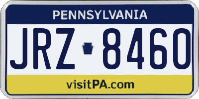 PA license plate JRZ8460