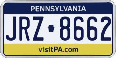 PA license plate JRZ8662