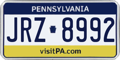 PA license plate JRZ8992