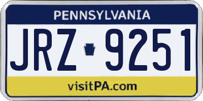 PA license plate JRZ9251