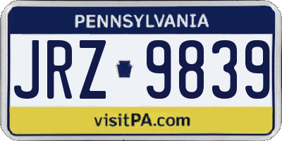 PA license plate JRZ9839