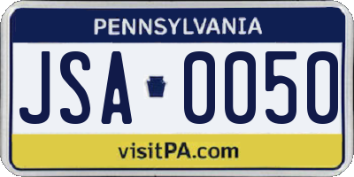 PA license plate JSA0050
