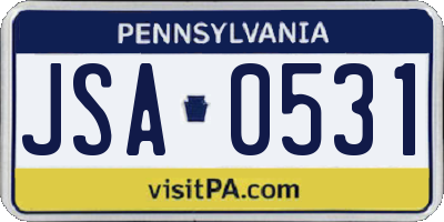 PA license plate JSA0531