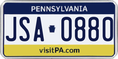 PA license plate JSA0880