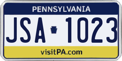 PA license plate JSA1023