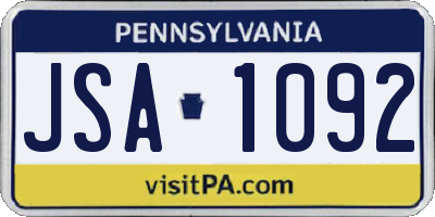 PA license plate JSA1092