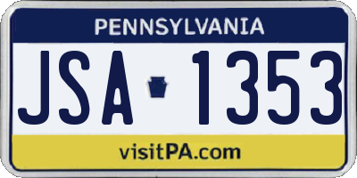 PA license plate JSA1353