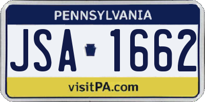 PA license plate JSA1662