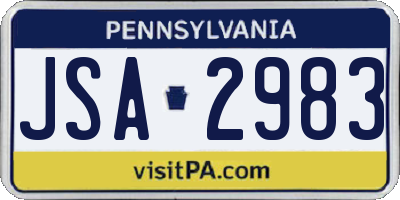 PA license plate JSA2983