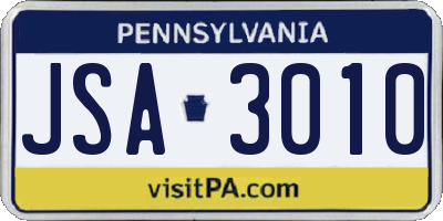 PA license plate JSA3010