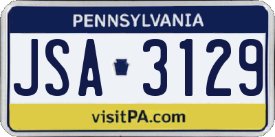 PA license plate JSA3129