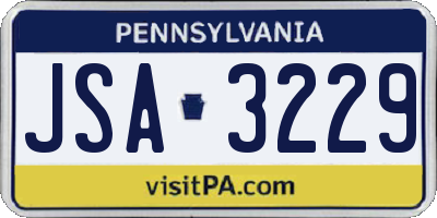 PA license plate JSA3229
