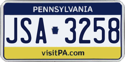 PA license plate JSA3258