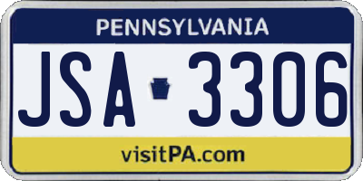 PA license plate JSA3306