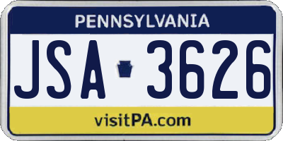 PA license plate JSA3626