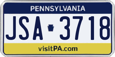 PA license plate JSA3718