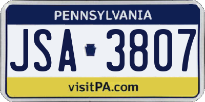 PA license plate JSA3807