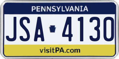 PA license plate JSA4130