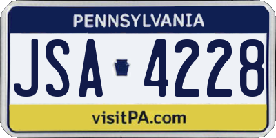 PA license plate JSA4228