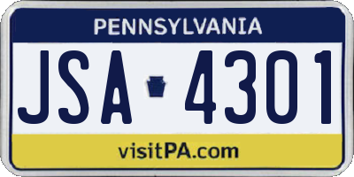 PA license plate JSA4301