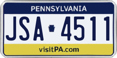 PA license plate JSA4511