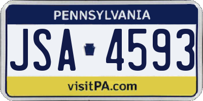 PA license plate JSA4593