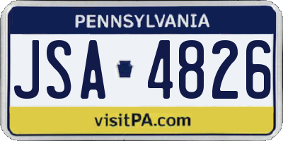 PA license plate JSA4826