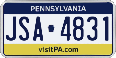 PA license plate JSA4831