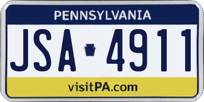 PA license plate JSA4911