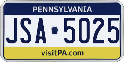 PA license plate JSA5025