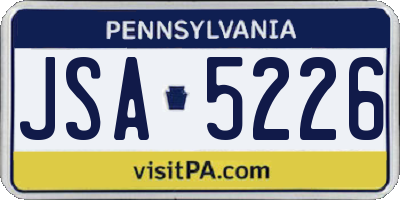 PA license plate JSA5226