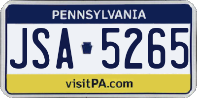 PA license plate JSA5265