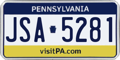 PA license plate JSA5281