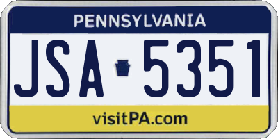 PA license plate JSA5351