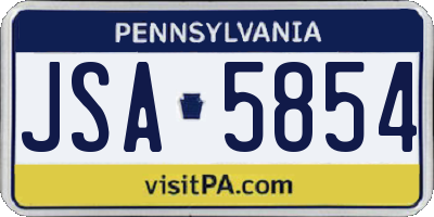 PA license plate JSA5854